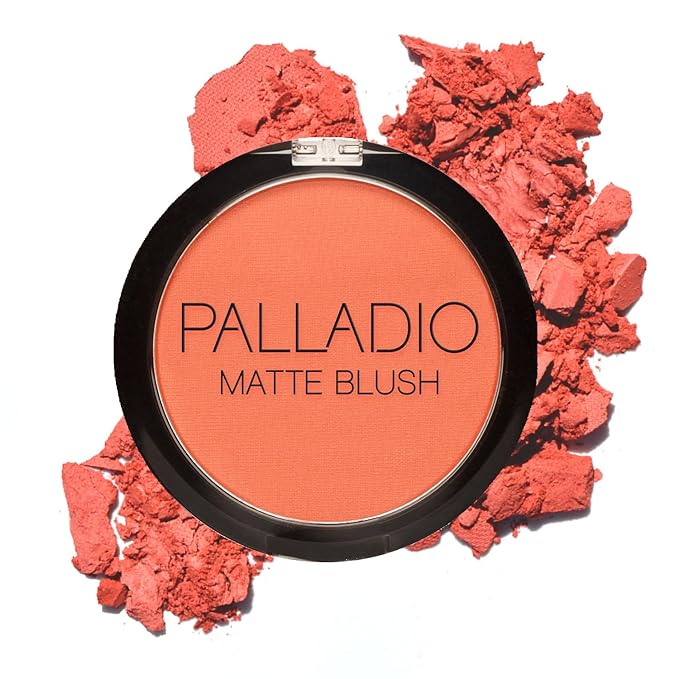 PalladioBeauty Blush – Palladio Matte Blush, Brushes onto Cheeks Smoothly, Soft Matte Look and Even Finish, Flawless Velvety Coverage, Effortless Blending Makeup, Flatters the Face, Convenient Compact, Toasted Apricot