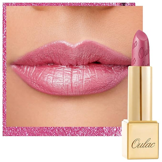 OulacCosmetics Lipstick – Oulac Pink Lipstick for Women with Metallic 3D Shine Lightweight Hydrating Formula, High Impact Lip Color, Vegan Beauty, Full Coverage Lip Makeup, Christmas Gifts for Women, Hip & Hippie(11)