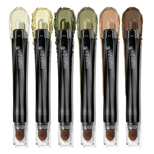 LUXAZAPRO Eyeshadow – Neutral Eyeshadow Stick Makeup Set, Metallic Shimmer Matte Cream Eye Shadow Eyeliner Brightener Pencil Crayon - Classic 6PCS A007