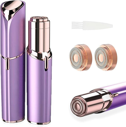tuokiy Accessories – Women Facial Hair Removal Device Battery Operated with 2 Replacement Heads, Painless Womens Face Shaver for Chin Upper Lips Peach Fuzz