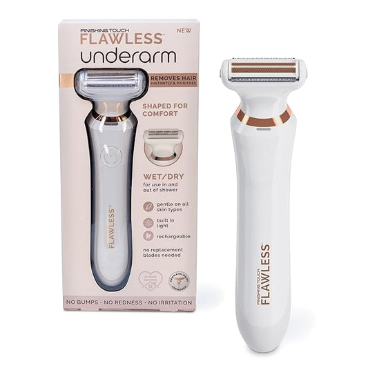 FinishingTouchFlawless Epilators – Finishing Touch Flawless Underarm Hair Removal Electric Razor Device, Designed to Shave and Contour Womens Sensitive Underarm Area, Cordless Groomer, Painless for All Skin Types