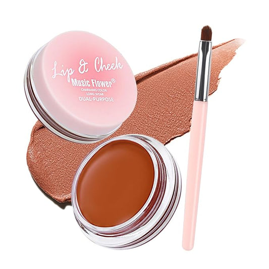 SPRINGSUGAR Blush – Face Cream Blush, 2-in-1 Lip & Cheek Makeup with Brush, Matte Blush Hydrating Formula, Lightweight, Buildable & Blendable Blusher for Women Girls-01 Maple Orange Brown
