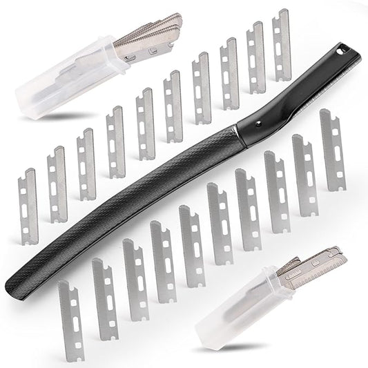 tEEZErshop Razors & Blades – Dermaplane Razor for Women Face with 20PCS Blades,Professional Facial Razors for Peach Fuzz and Eyebrow Hair Removal,Stainless Steel Multipurpose Face Shavers with Gift (Black)