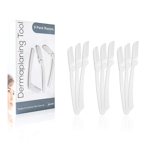 Jasclair Disposable Razors – Dermaplaning Tool (9 Count) – Easy to Use Dermaplane Razor for Face – Precision Facial Razor for Eyebrows & Peach Fuzz - Gentle Exfoliating Shaver for Smooth, Radiant Skin