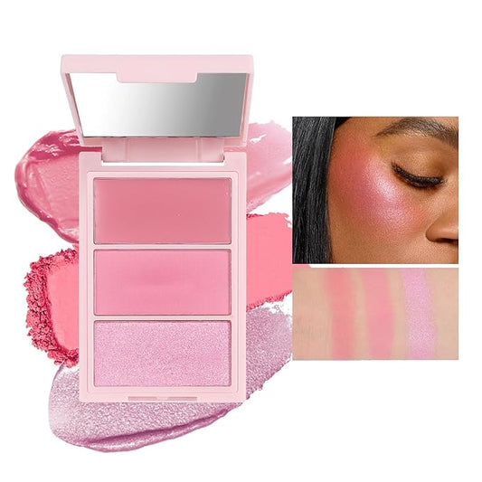 DLZZRS Blush – 3D Blush Palette, Multi-Use Makeup Powder Pink Blush Palette Glow Makeup Cream Blush For Cheeks, Lightweight, Smooth, Blendable, Contour & Highlight Face for Shimmery Or Matte Finish(04#）
