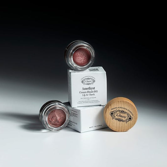 ROSECE Blush – 2-in-1 Cream Cheek Blush + Lip Color | Natural Mineral pigment | Soft Lips with natural oils and Vitamin E | 100% Plant ingredients, Vegan (Purple-burgundy/Shimmery-Amethyst, 0