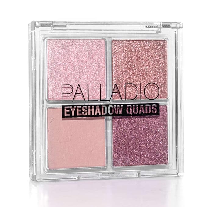 PalladioBeauty Eyeshadow – Palladio Eyeshadow Quads Velvety Pigmented Blendable Matte, Metallic & Shimmer Finishes, Creamy Formula, Four Way Quad Eye Shadow Palette, Talc-Free (Girly)