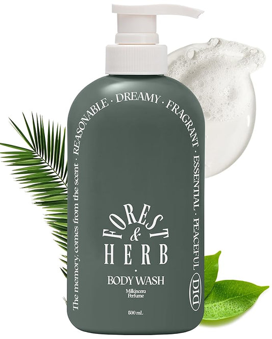ODID Body Washes – ODID Milk in Cera Perfume Body Wash - Korean Moisturizing Body Cleanser for All Skin Types - Natural Green Herb Scent - with Milk Protein and Ceramide, 16