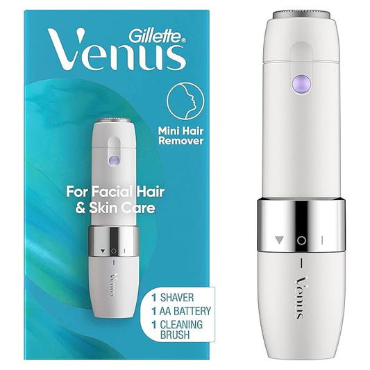 Venus Foil Shavers – Gillette Venus Mini Facial Hair Remover for Women's Face, Portable Electric Shaver/Razor, Hair Removal for Women, Dermaplaning Tool, Trimmer