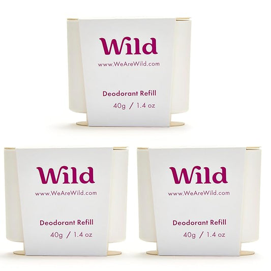 Wild Deodorant – Wild - Refillable Deodorant - Coconut & Vanilla Refill Trio Pack - Vegan - Aluminum Free - Long Lasting Protection - 3 Pack of 1
