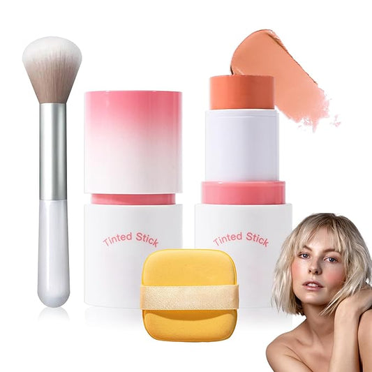 LZYLLS Blush – Cream Blush Stick with Brush and Makeup Sponge,Waterproof Multi Cream Makeup Stick,Lightweight,Long-lasting,2 in 1 Multi Blush for Cheeks & Lip Tint & Eyeshadow N