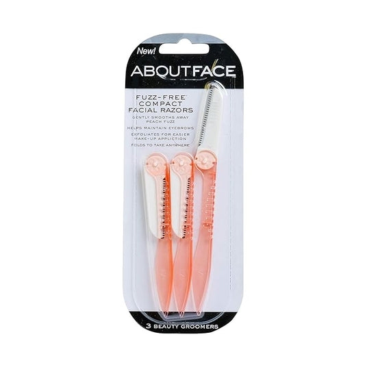 About+Face+ Disposable Razors – About Face Fuzz-Free Compact Facial Razors for Shaving & Exfoliating - Includes 3 Beauty Groomers - For Face, Lips & Eyebrows