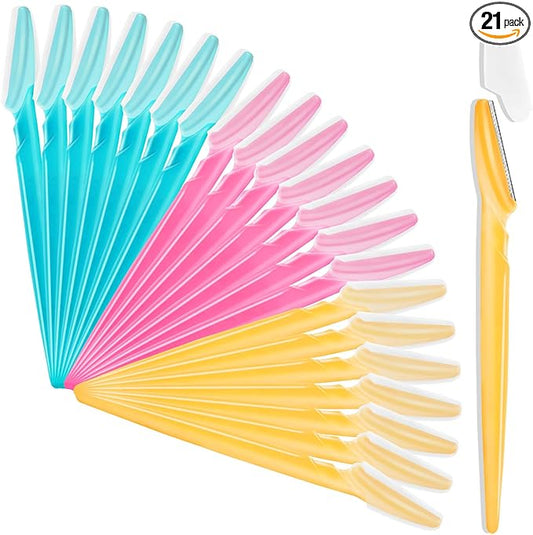 HFATMOS Disposable Razors – 21 Pcs Eyebrow Razor, Multipurpose Exfoliating Dermaplaning Tool for Face, Facial and Eyebrow Shaper with Precision Cover for Women Men, Easy to Use