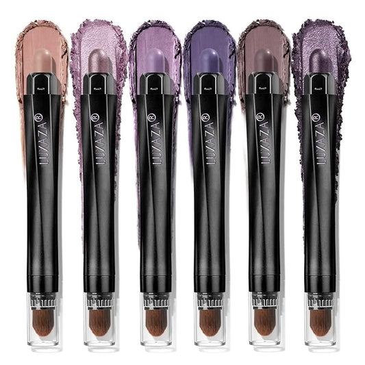 LUXAZAPRO Eyeshadow – Neutral Eyeshadow Stick Makeup Set, Metallic Shimmer Matte Cream Eye Shadow Eyeliner Brightener Pencil Crayon - Classic 6PCS A012