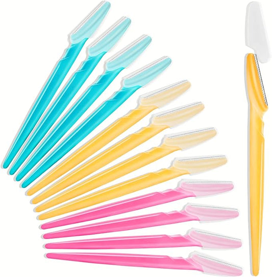HFATMOS Disposable Razors – 12 Pcs Eyebrow Razor, Multipurpose Exfoliating Dermaplaning Tool for Face, Facial and Eyebrow Shaper with Precision Cover for Women Men Use