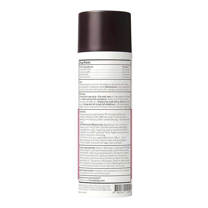 Frank Body SPF50+ Hydrating Body + Facial Sunscreen | Vegan & Cruelty- Free | UVA & UVB Broad Spectrum Sunscreen | Oxybenzone- Free | Hyaluronic Acid, Vitamin E & Aloe Vera (4.73 fl oz/ 140mL)
