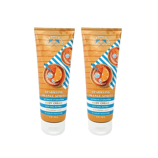 LushLather Creams – Bath & Body Works Ultimate Hydration Body Cream (Sparkling Orange Spritz), 8 Ounce (Pack of 2)
