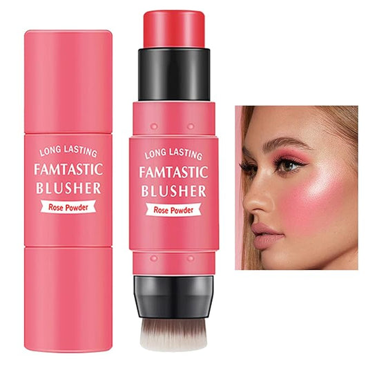 LZYLLS Blush – Cream Blush Stick with Brush,Waterproof Multi Cream Makeup Stick,Lightweight,Long-lasting,2 in 1 Multi Blush for Cheeks & Lip Tint & Eyeshadow Makeup(#02 Rose Power)