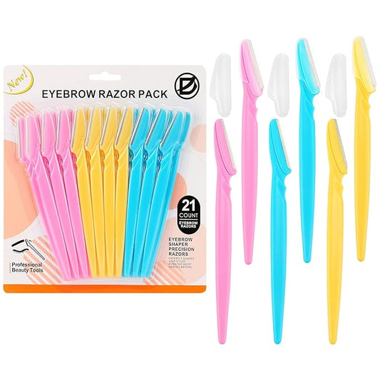 D Disposable Razors – D 21 PCS Eyebrow Razor,Dermaplane Razor,Face Razors for Women and Men,Dermaplaning Tool for Face,3 Colors Facial Hair Shavers with Precision Cover,Facial Hair Remover for Women,Eyebrow Hair Trimmers