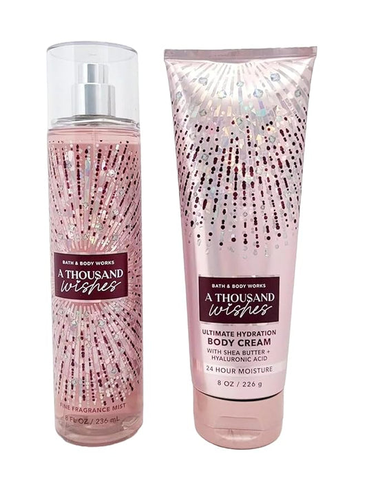 Bath+%26+Body+Works Sets & Kits – Bath & Body Works - Signature Collection - A Thousand Wishes- Gift Set- Fine Fragrance Mist & Ultra Shea Body Cream by Bath & Body Works