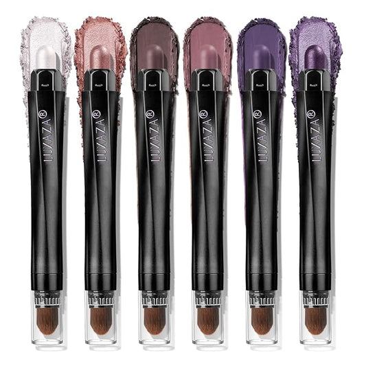 LUXAZAPRO Eyeshadow – Neutral Eyeshadow Stick Makeup Set, Metallic Shimmer Matte Cream Eye Shadow Eyeliner Brightener Pencil Crayon - Classic 6PCS A014