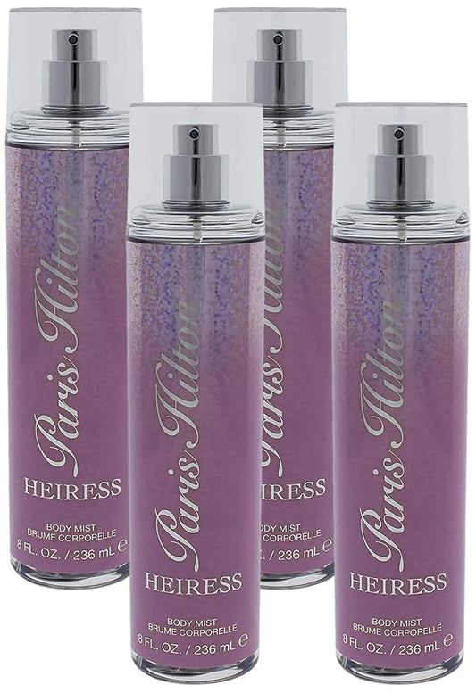 TheWorldofParisHilton Body Sprays – Paris Hilton Heiress for Women - 8 oz Body Mist Spray (Pack of 4)