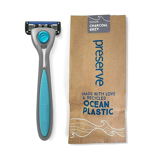 Preserve Cartridges – Preserve POPi Shave 5 Razor System Made with Recycled Ocean Plastic and 5-blade cartridge, Charcoal Grey