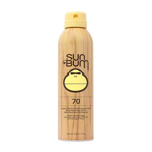 SunBum Body Sunscreens – Sun Bum Original SPF 70 Sunscreen Body Spray - Broad Spectrum Moisturizing Sunscreen with Vitamin E - Hawaii 104 Act Compliant (Made without Octinoxate & Oxybenzone) - 6 oz