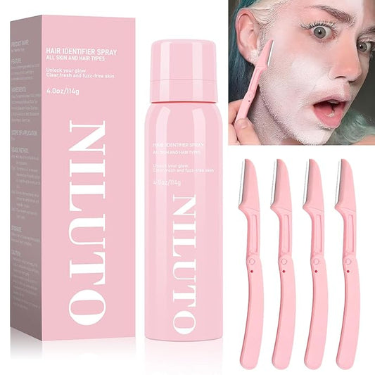 NILUTO Depilatories – Hair Identifier Spray for Face Shaving, Moisturizing and Skin Care Dermaplaner Spray,Skin Body Hair Identifier Comfortable Face Shaving Powder (Pink 1pack 01)