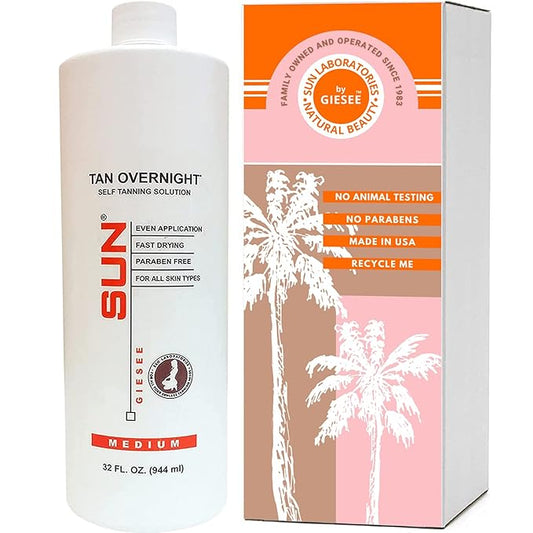 SunLaboratories Body Self-Tanners – Spray Tan Solution (Medium) Airbrush Tanning Micro Mist (32oz) for Self Tanning Natural Sunless Solution, Body and Face for Bronzing and Golden Tan (Packaging May Very)