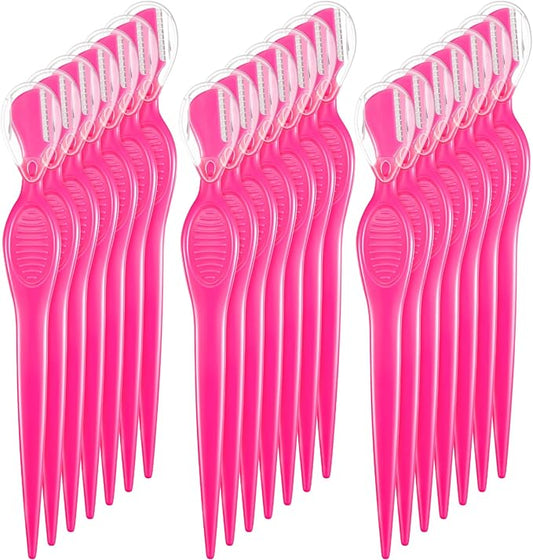 Mudder Disposable Razors – Mudder 21 Pcs Eyebrow Razor Eyebrow Shaver Facial Razor Multipurpose Face Trimmers with Precision Cover for Women Makeup Care Tools(Rose Red)