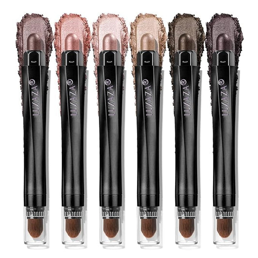 LUXAZAPRO Eyeshadow – Neutral Eyeshadow Stick Makeup Set, Metallic Shimmer Matte Cream Eye Shadow Eyeliner Brightener Pencil Crayon - Classic 6PCS A004