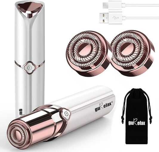 Gurelax Epilators – Womens Electric Razors for Facial Hair Removal - Rechargeable, 2 Replacement Heads - Painless Hair Trimmer for Lip, Mustache, Chin