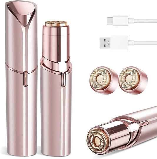 Kradaa Foil Shavers – Facial Hair Removal for Women - Painless Facial Hair Remover - Electric Hair Removal Device for Face Lips Peach Fuzz with Light (Rose Gold)