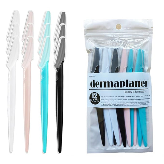 constantlyimprovesomething Disposable Razors – Dermaplane Razor For Women Men Eyebrow Razors Dermaplaning Tool For Face Shaver Home Hair Beauty blade Trimmer Microblades Peach Fuzz Remover micro dermabrasion facial tool 12pcs
