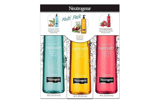 Neutrogena Body Washes – Neutrogena Rainbath Multi-Pack of 3, 1 Original Formula, 1 Pomegranate and 1 Ocean Mist, 16 fl oz bottles