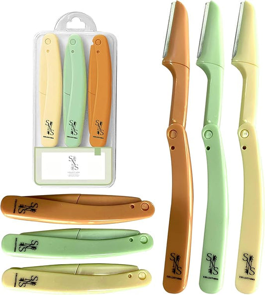 glowtalebaeuty Eyebrow Trimmers – Eyebrow Razor - Premium Facial Hair Remover for Women, Smooth Dermaplaning Tool, Gentle & Safe, Stainless Steel, Compact Design for Travel & Daily Use (3-Pack)