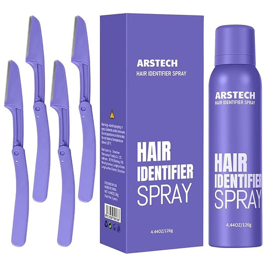 ARSTECH Disposable Razors – Dermaplane Razor for Women Face Hair Identifier Spray for Face Shaving Dermaplaning Tool Skin Body Dermaplane Spray for Women with 4 Facial Razor for Face Shaver Kit Facial Hair Spray Hair Removal
