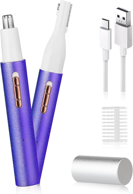 YunmissHairTrimmer Nose & Ear Hair Trimmers – Nose & Eyebrow Trimmer for Women and Men,2025 Rechargeable Ear Razor & Face Shaver,Lady's Painless Portable Facial Hair Removal with Comb, Dermaplane Tool for face,Lips,Body,Leg (Blue)