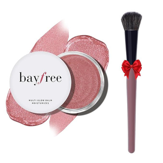 bayfree Blush – Multi Cream Blush & Blush Brush Set, Korean Makeup Blush for Cheeks, Multi-Use Face Balm, Lightweight & Hydrating, Blendable Color, Non-Greasy, Soft Bristles for Radiant Finish (Pink Sakura)