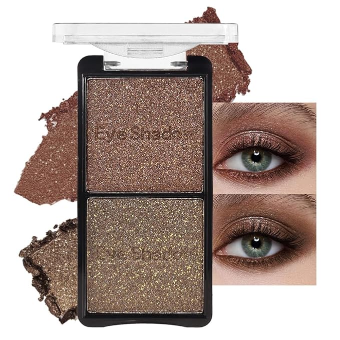 FeiCuiYun Eyeshadow – Double color eye shadow, Eyeshadows Creamy, high pigment eye makeup palette, matte shimmer metal eye shadow powder, Blendable, Ultra-Pigmented, Easy to Apply, Matte & Shimmer, (06)