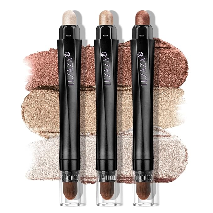 glowtalebaeuty Eyeshadow – Classic 3PCS Neutral Eyeshadow Stick Makeup Set, Metallic Shimmer Matte Cream Eye Shadow Eyeliner Brightener Pencil Crayon - D1
