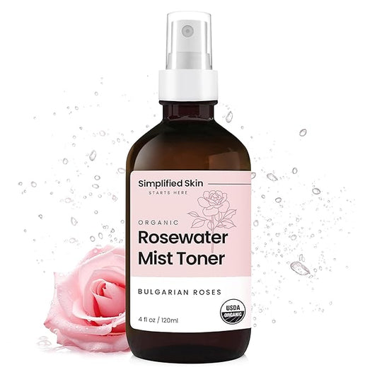 SimplifiedSkin Toners & Astringents – Rose Water Spray for Face & Hair - Organic USDA Certified Rosewater Facial Toner - Alcohol-Free Makeup Setting Hydrating Face Mist - Anti-Aging Toner Spray - 4 Oz
