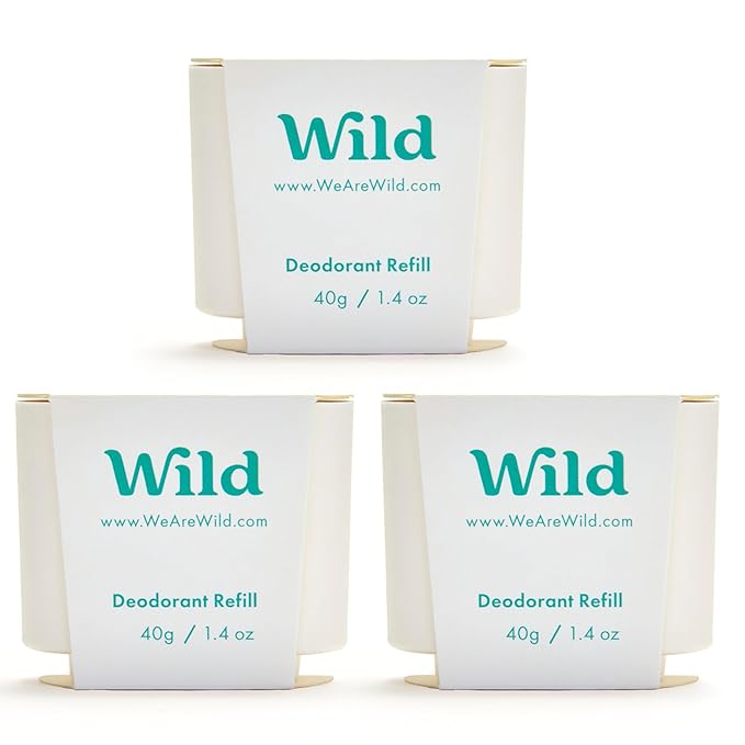 Wild Deodorant – Wild - Refillable Deodorant - Fresh Cotton & Sea Salt Refill Trio Pack - Vegan - Aluminum Free - Long Lasting Protection - 3 Pack of 1