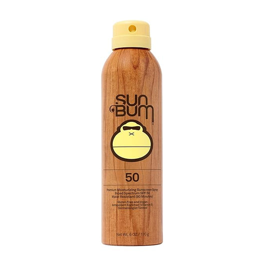 SunBum Body Sunscreens – Sun Bum Original SPF 50 Sunscreen Body Spray - Broad Spectrum Moisturizing Sunscreen with Vitamin E - Hawaii 104 Act Compliant (Made without Octinoxate & Oxybenzone) - 6 oz