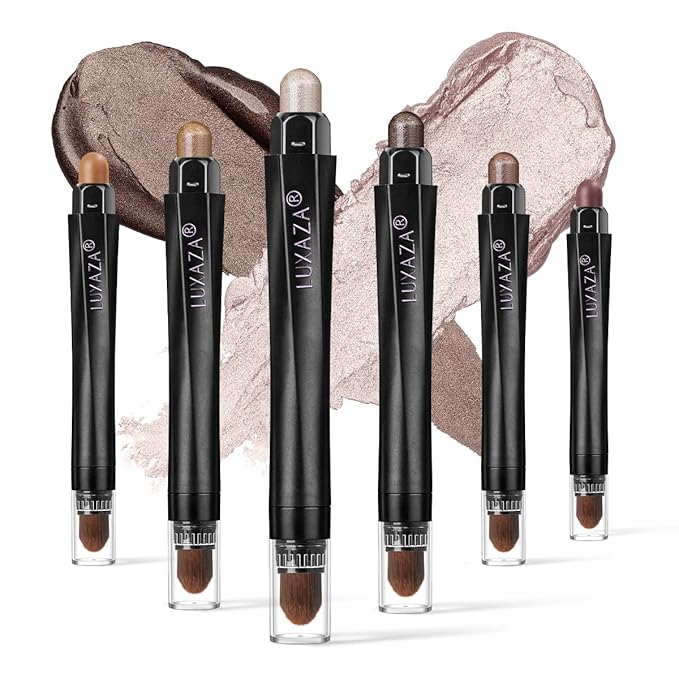 glowtalebaeuty Eyeshadow – 6PCS Cream Eyeshadow Stick Makeup Sets, Metallic And Matte Shimmer Eye Shadow Eye Brightener Stick Pencil Crayon, B02-Fall Brown