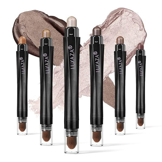 glowtalebaeuty Eyeshadow – 6PCS Cream Eyeshadow Stick Makeup Sets, Metallic And Matte Shimmer Eye Shadow Eye Brightener Stick Pencil Crayon, B02-Fall Brown