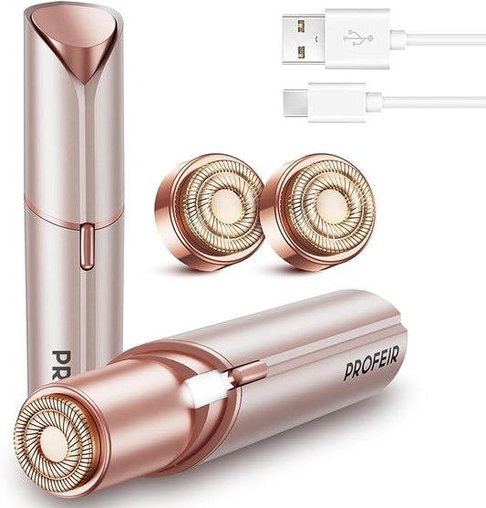 Profeir Epilators – Facial Hair Removal for Women: Electric Hair Removal Device - Rechargeable Painless face Razor for Chin Upper Lip Peach Fuzz with Light (Pink)