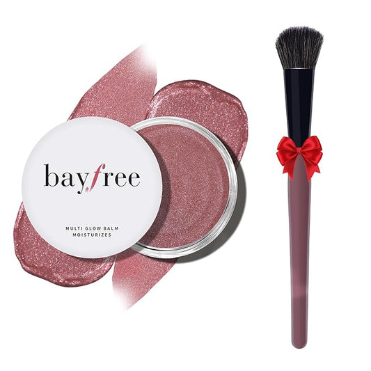 bayfree Blush – Multi Cream Blush & Blush Brush Set, Korean Makeup Blush for Cheeks, Multi-Use Face Balm, Lightweight & Hydrating, Blendable Color, Non-Greasy, Soft Bristles for Radiant Finish (Pink Camellia)