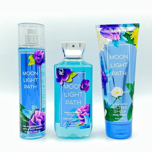 Bath+%26+Body+Works Sets & Kits – Bath & Body Works Moonlight Path Body Set - Shower Gel 10 Fl Oz, Fine Fragrance Mist 8 Fl Oz & Body Cream 8 Fl Oz